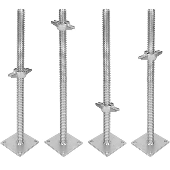 Gomok 18" Adjustable Scaffold Leveling Jack 4 pack, 1-1/4" OD Solid Screw Jack with Base Plate for Baker Style Scaffolding, 4000 lb Capacity