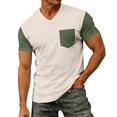 thumbnail image 3 of Casual Pocket Tee Shirts Mens V Neck Casual Short Sleeve Summer Basic Oversized Tops Summer Lightweight Plus Size Shirts Green XL, 3 of 9