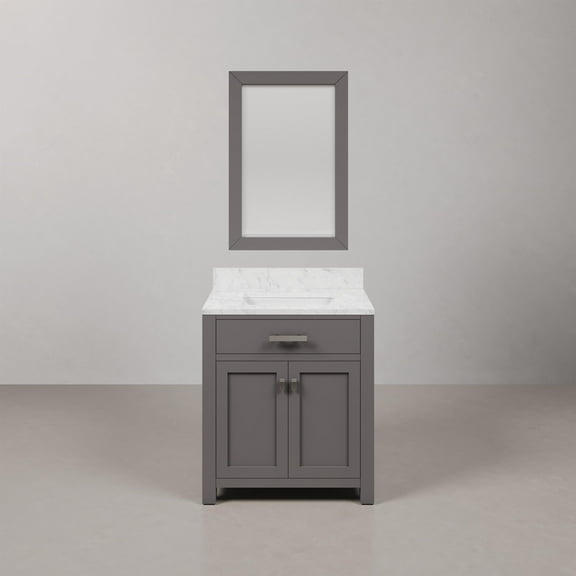 Water Creation Madison 30" Solid Hardwood Single Bathroom Vanity in Gray/Chrome