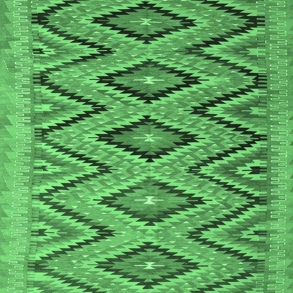 Ahgly Company Indoor Square Southwestern Emerald Green Country Area Rugs, 6' Square