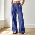 thumbnail image 2 of MuXiKeJi Clothes Cotton Linen Pants Women Petite High Waisted Wide Leg Trousers Summer Dressy Casual Work Slacks with Pockets, 2 of 7