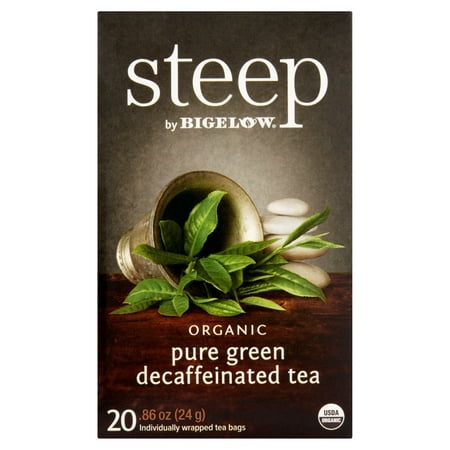 Steep par Bigelow organique 20 pur vert décaféiné thé, 0,86 oz, 6 pack