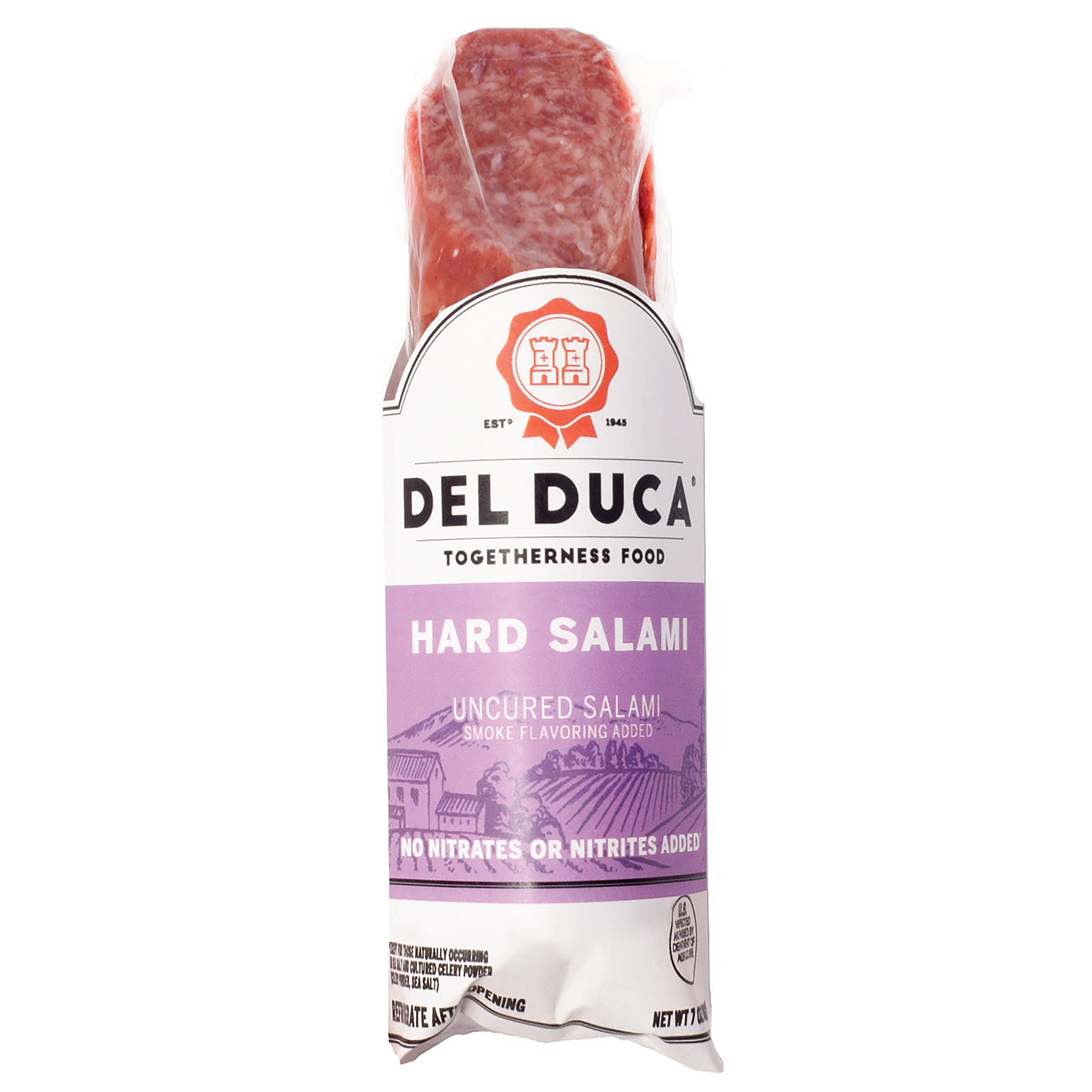 Del Duca, Italian Style Sausage, Uncured Hard Salami Chub, 7 oz -  