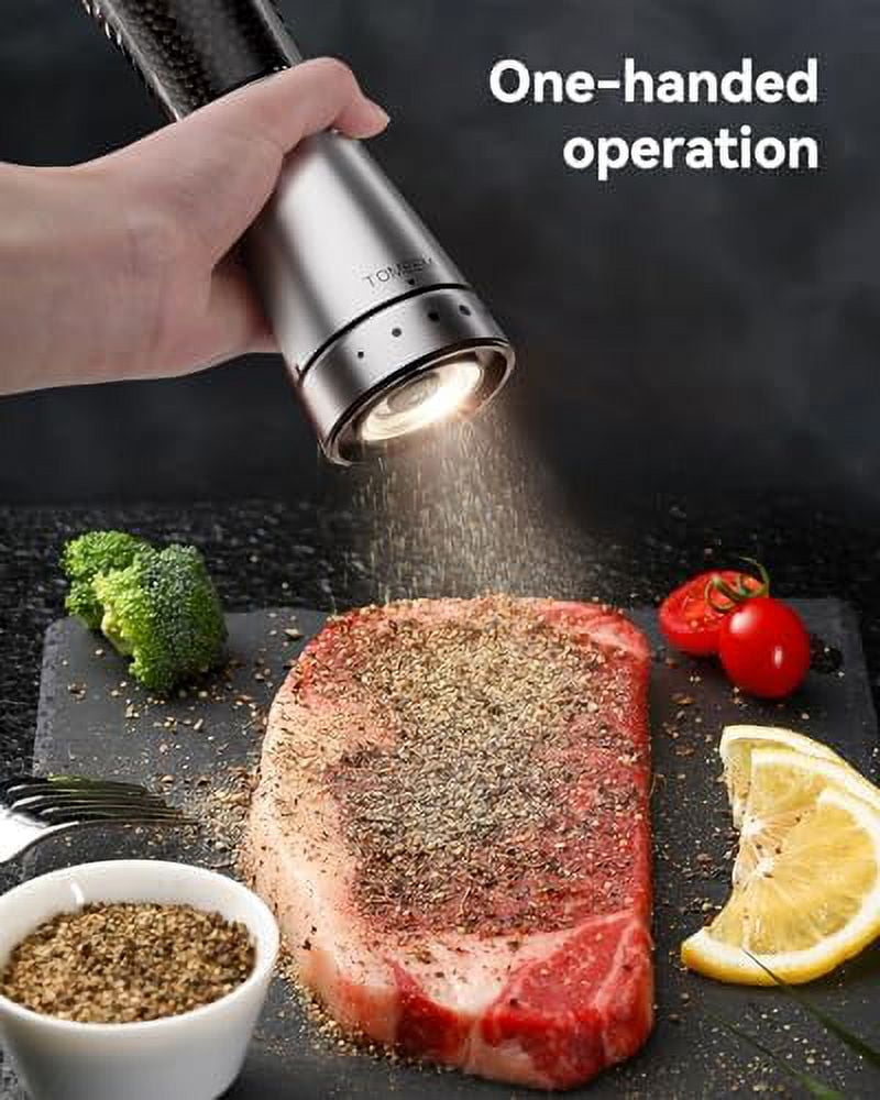 Tomeem Electric Salt and Pepper Grinder Set with LED Light & USB