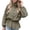 Army Green, variant on Women's Smocked Waist Jacket Lightweight Stand Collar Button Down Outerwear Loose Casual Solid Color Long Sleeve Fall Winter Coat XL