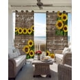 thumbnail image 4 of Spring Sunflowers Blackout Curtains, Light Blocking Print Window Curtains, Farmhouse Brown Wooden Plank Thermal Insulated Window Drapes for Living Room Kitchen Cafe 2 Panels, 104"W x 52"L, 4 of 9