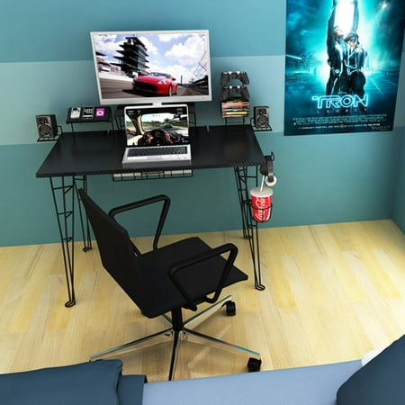Atlantic Gaming Desk 33935701, Black Carbon Fiber (Best Gaming Desk For 3 Monitors)