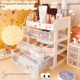 thumbnail image 2 of Caja de almacenamiento de cosméticos transparente para estudiantes, caja de almacenamiento de escritorio con cajón, gran capacidad, para lápiz labial, papelería, 2 of 6