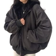 thumbnail image 2 of Winter Women Jacket - Thickened Fleece Lined Double-sided Wearing Hooded with Pockets Windproof Heat Retention, 2 of 8