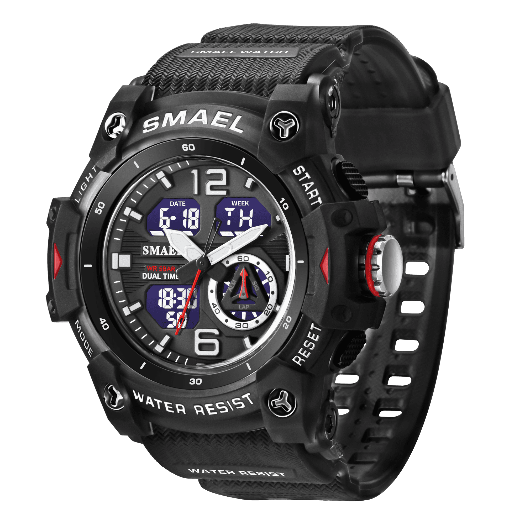 Mens Digital Watch LED Backlight Wristwatch Outdoor Sport Watch with