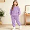 thumbnail image 4 of Cethrio Girls Outfit Sets, Long Sleeve 2 PC Fleece-lined Casual Sweatshirts and Sweatpants Sets Purple Size 8, 4 of 9