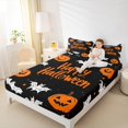 thumbnail image 4 of Manfei Happy Halloween Twin Sheet Sets,Lovely Pumpkin Lantern Twin Fitted Sheet,White Black Orange Flat Sheet For Girl Kids,Super Cozy Room Decor,3pcs, 4 of 7