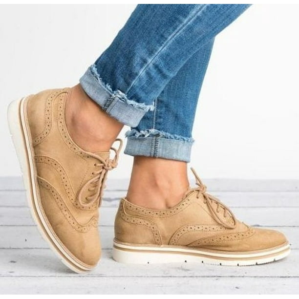 women's oxford lace up flats shoes