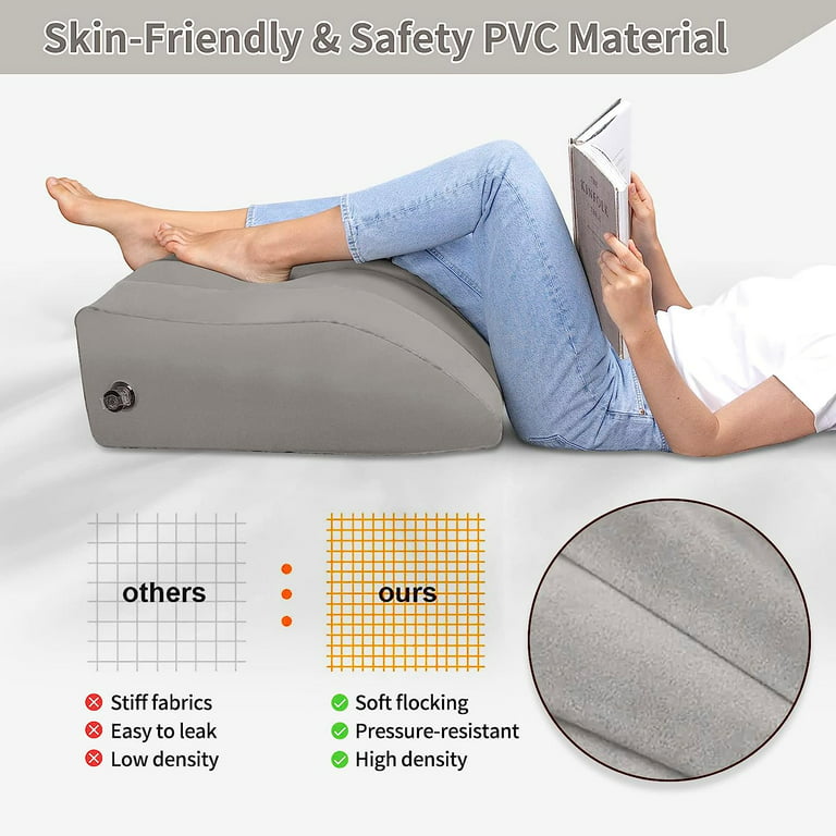 Leg Elevation Pillow,Inflatable Wedge Pillows,Comfort Leg Pillows for  Sleeping,Improve Circulataion and Reduce Swelling,Suitable for improving  Sleep Quality,Pregnant,Surgery and Injury,Recovery (Grey)