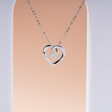 LavaJewelry Halo Heart Necklace 925 Sterling Silver Necklace Heart Necklace Heart Pendant Woman Necklace