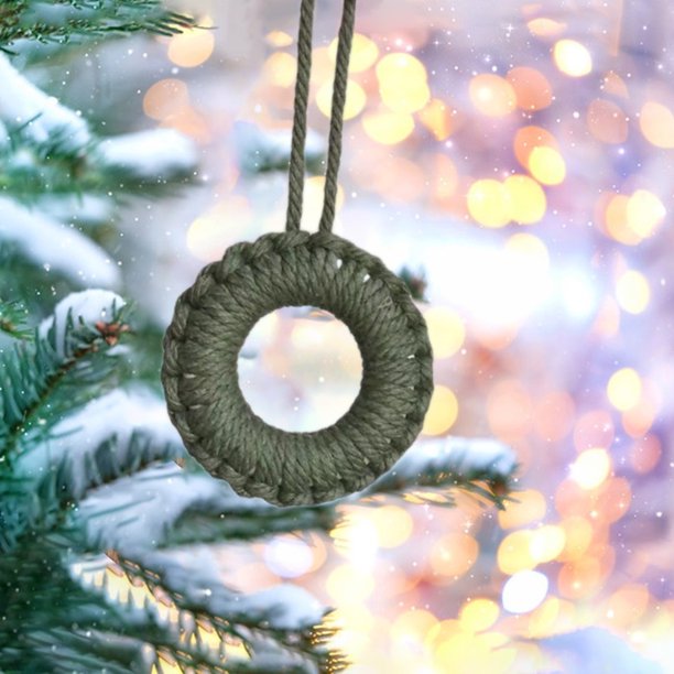 Fiudx Ofertas relámpago Navidad tejido a mano pequeño árbol de Navidad círculo de Navidad decoración de copo de nieve pequeño colgante montado en la pared