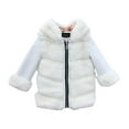 thumbnail image 2 of NAISIBABY Girls Faux Fur Coat with Hooded, Thicken Warm Zipper Long Sleeve Winter Fashion Fuzzy Jacket Outwear White 7T, 2 of 4