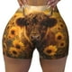 thumbnail image 2 of Balery Cute Cow Sunflower Field Pantalones cortos de entrenamiento estampados para mujer, sin costuras, ajustados, para gimnasio, yoga, correr, deportes, ejercicio activo, fitness.-XX-Large, 2 of 8