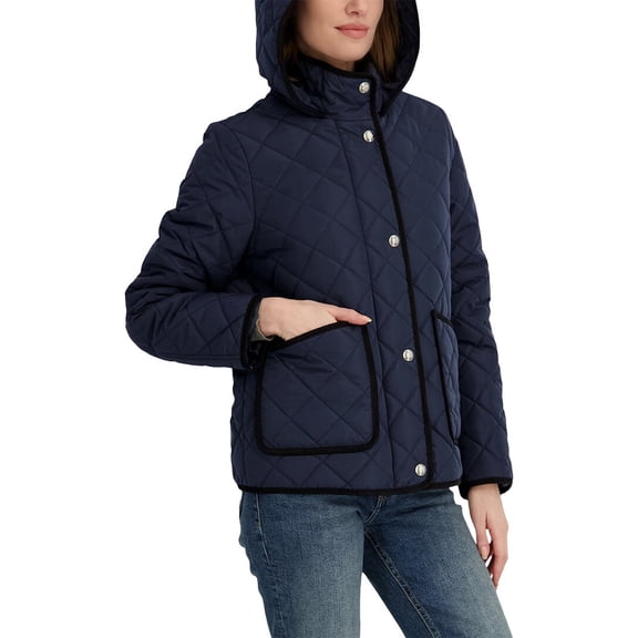 Tahari womens Rosie Quilted Jacket, l, Blue