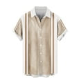thumbnail image 5 of ZCFZJW Men's Vintage Bowling Shirt Short Sleeve Button Down Summer Cuba Beach Shirts Casual Striped Printed Vacation Tees Shirt Tops Coffee M, 5 of 6