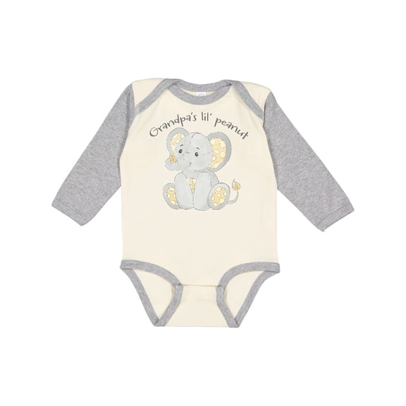 Inktastic Grandpa's Lil' Peanut Polka Dot Elephant Boys or Girls Long Sleeve Baby Bodysuit