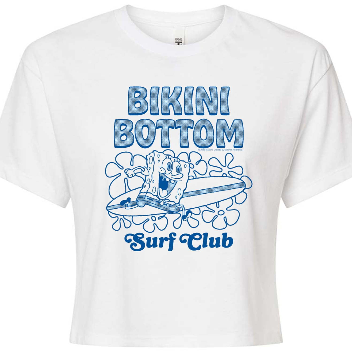 Spongebob Squarepants - Bikini Bottom Surf - Juniors Cropped Graphic T-Shirt