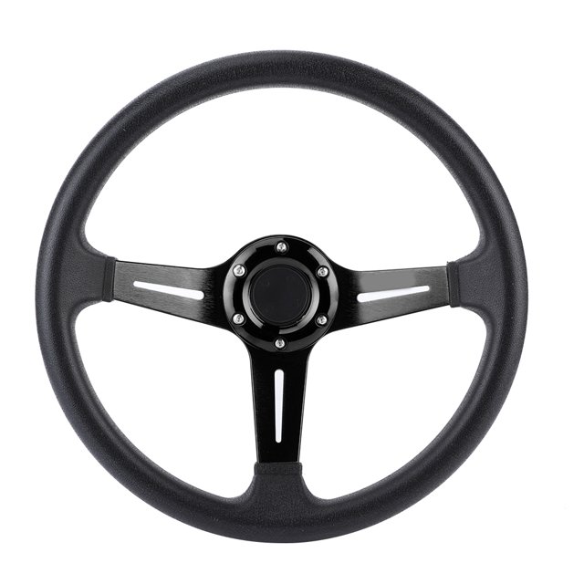 14in Universel Voiture Volant PU Cuir Alliage d'Aluminium Modifié Volant de Course W / Bouton Corne Modifié BlackRedSliver