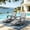 Gray, variant on Set of 2 Folding Adirondack Chairs with Ottoman, HDPE Patio Seating, Teak