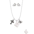 thumbnail image 3 of Silvertone Holy Bible Silver Tone Cross and Bunny Necklace and Earrings Set, 3 of 5