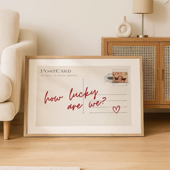 How Lucky Are We Art, Love Quote, Postcard Wall Art, Valentine’S Day Gift, Romantic Couple Home Decor Home Decor #47, Unframed Poster Size 8x12