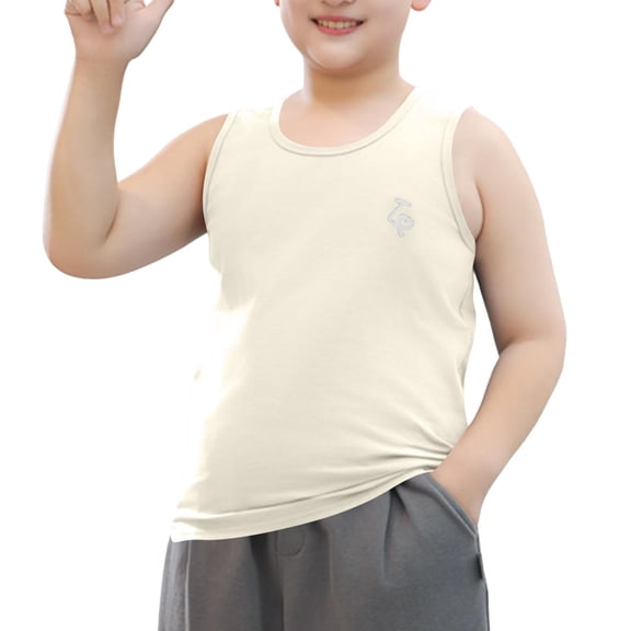 Summer Tank Top for Girls 100% Cotton Yellow Sleeveless Crew Neck Soft Breathable Tops Kids Ages 9-15,Size 12-13T