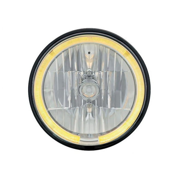 Brothers Trucks EHL80HLAMBER Euro Crystal Headlight with LED Halo AUX Light - 7-Inch