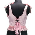 thumbnail image 4 of Women's Bustiers & Corsets Short Strap Shapewear Corset Halloween Costume Tight Fitting Waist Cinching Underbust Back Lace Up Medieval Ladies Basques Vintage Renaissance Steampunk Costume Pink S, 4 of 7