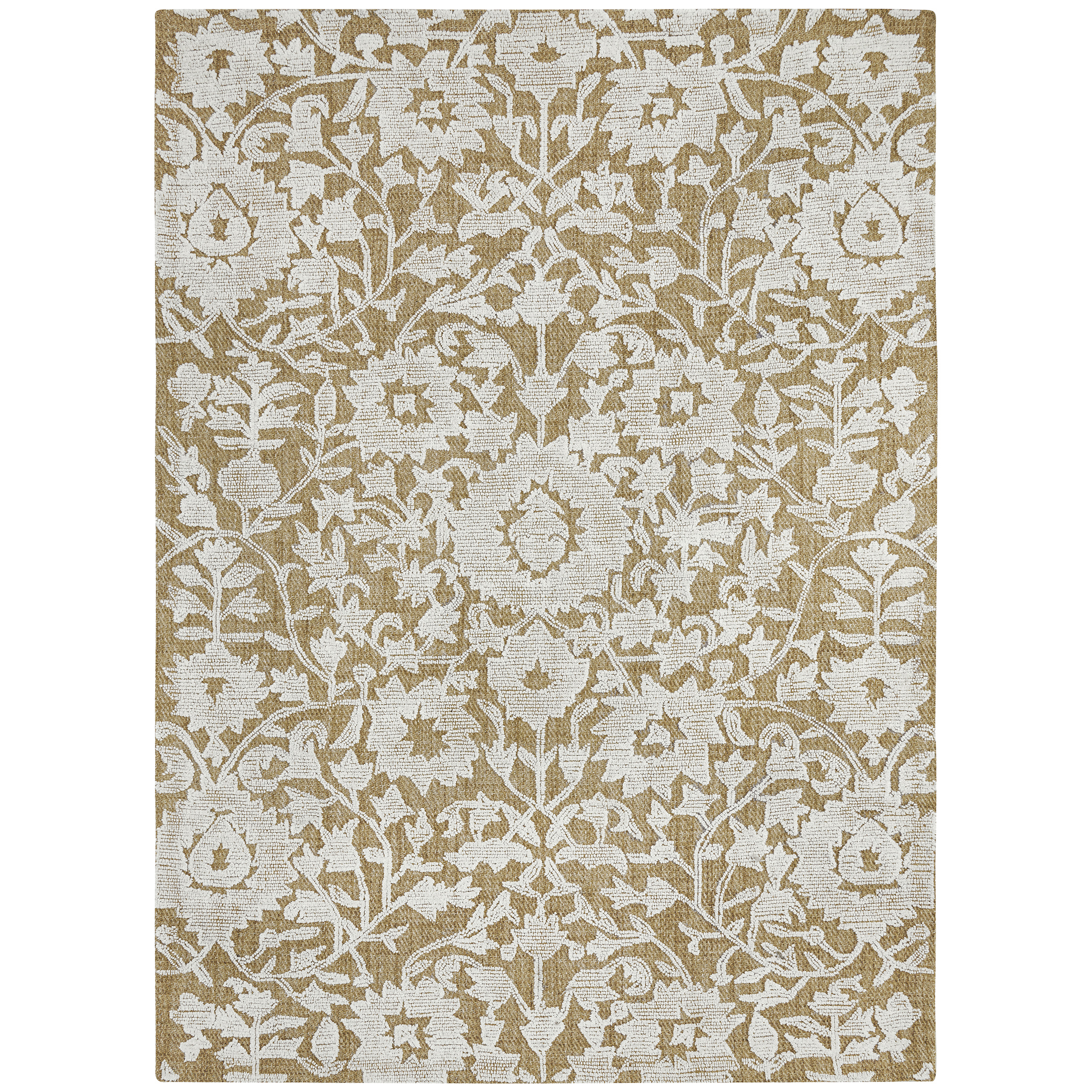 My Texas House Flora Natural Wool Floral Indoor Area Rug, 5' x 7'