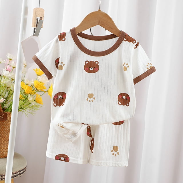 Qertyioot Mode Filles T-Shirts Décontractés à Manches Courtes Col Rond Col Bouton Ensembles de Shorts Imprimés Aubaines