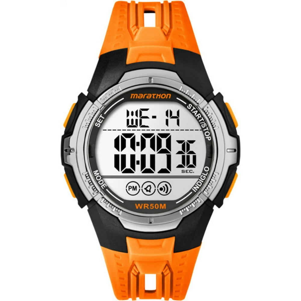 Timex - Marathon Men's Digital Full-Size Orange/Black Watch, Resin ...