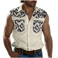 thumbnail image 2 of VgaVtl Men's Tank Shirts Lapel Sleeveless Undershirts for Men Graphic Pocket Loose Cardigan Casual Shirts,Yellow XXL, 2 of 5