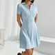 thumbnail image 3 of Vestido túnica holgado de manga larga con cuello en V y solapa abotonada para mujer tallas grandes - Outfit informal para fiestas y vacaciones en primavera y otoño - Tallas XL-5XL, 3 of 7