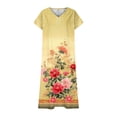 thumbnail image 4 of Levmjia Women Summer Casual Dress Short Sleeve V Neck Floral Comfortable Polyester Spandex Stretchy Flowy Beach Vacation Multi Colors Available, 4 of 5