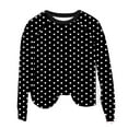 thumbnail image 6 of VEKDONE Women’s Polka Dot Print Sweatshirt Long Sleeve Crewneck Casual Pullover Tops Loose Fit Lightweight Basic Sweatshirts, 6 of 7