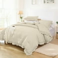 thumbnail image 3 of JOLUSERE Beige Ruffled Comforter Set King 3PCS Vintage Shabby Chic Bedding Soft Comforter Set All Season, 3 of 12