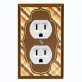 thumbnail image 1 of Metal Light Switch Plate Outlet Cover Vintage Yellow Brown Plaid Frame Wallpaper WAL031, 1 of 13