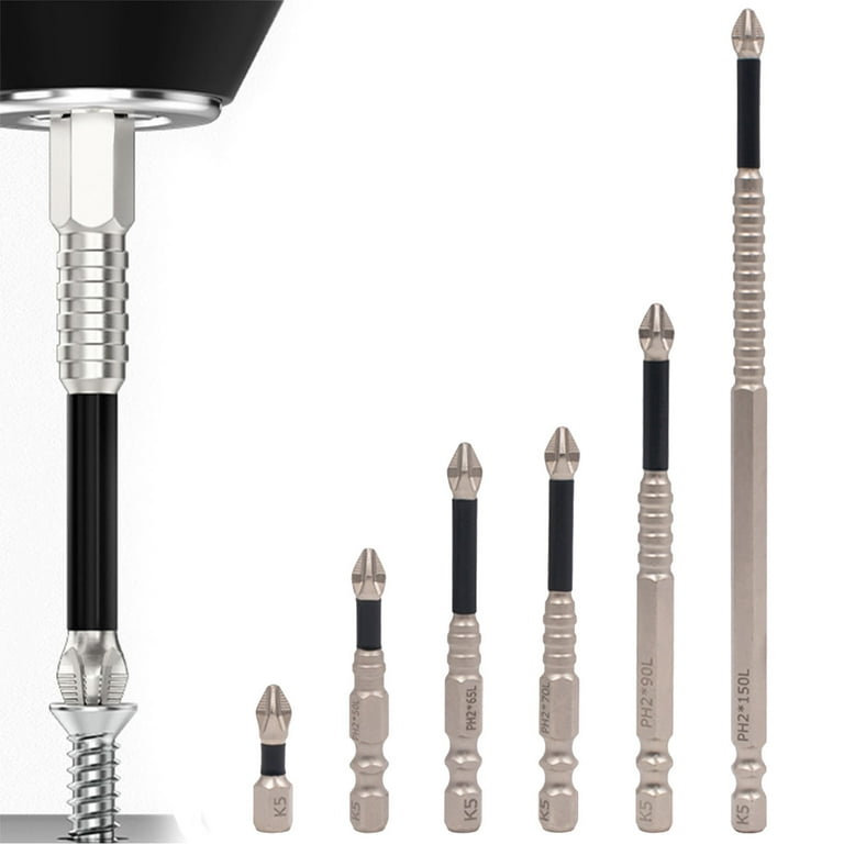 6-Piece High Magnetic Screwdriver Drill Bit Set | Strong Magnet Tips For Impact Drivers & Drills, 25-150mm