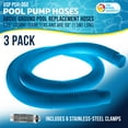 thumbnail image 2 of U.S. Pool Supply Above Ground Pool Hose Replacement 1.25" Diameter x 59" Long, 3 Pack - Blue Premium Pool Filter Pump Hoses Compatible with Intex 607, 637 Pumps, 330, 530, 1000GPH - 6 Metal Clamps, 2 of 7