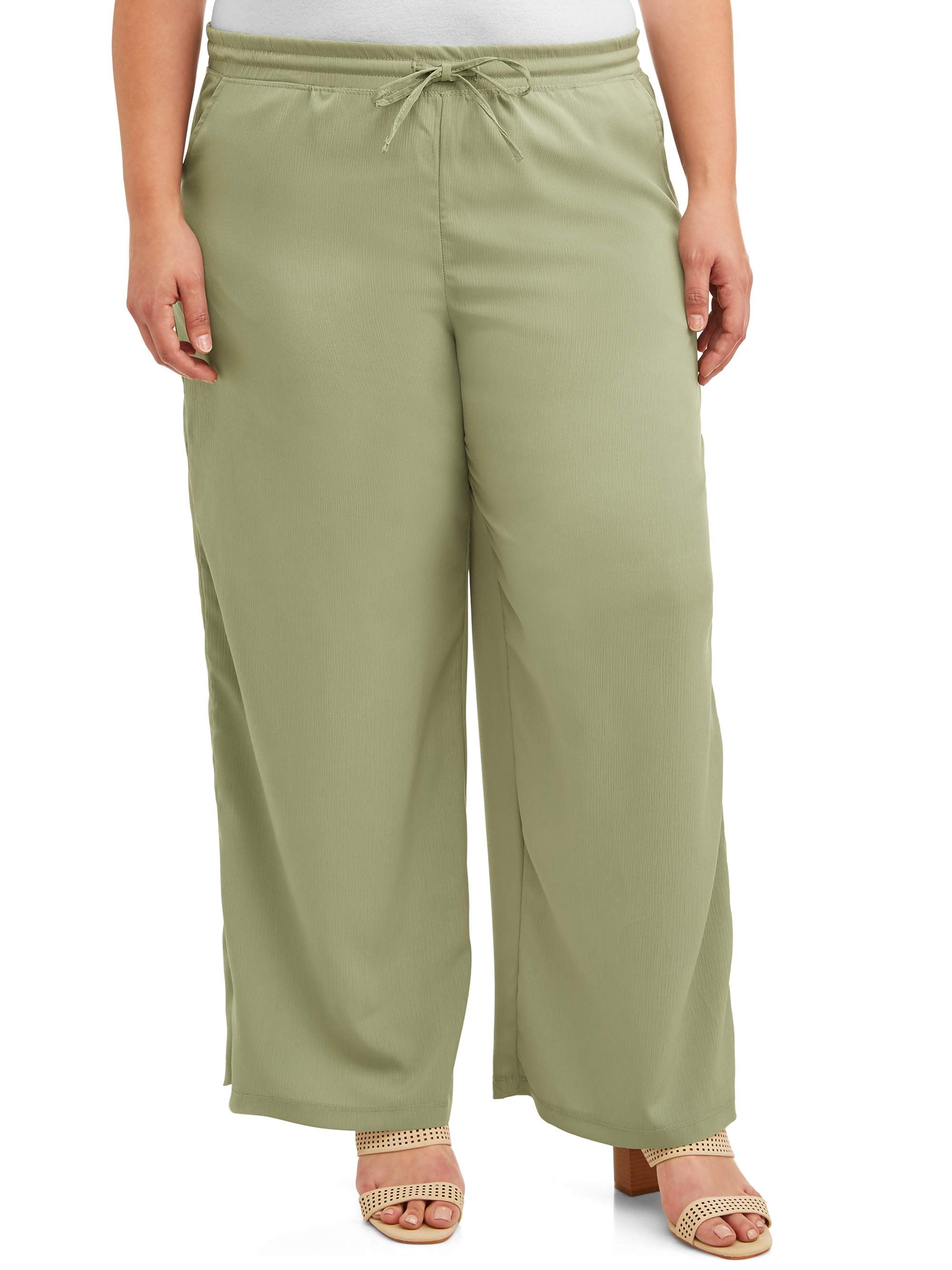 French Laundry Women's Plus Size Wide Leg Palazzo Soft Pants with