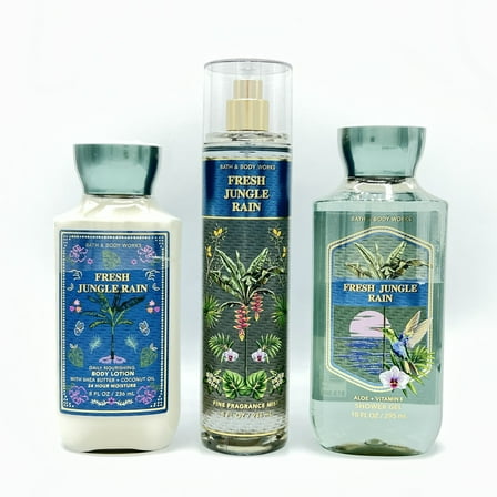 Bath & Body Works Fresh Jungle Rain Body Lotion, Fine Fragrance Mist and Shower Gel 3-Piece Bundle