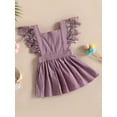 thumbnail image 3 of Bagilaanoe Toddler Baby Girl Summer Dress Lace Fly Sleeve A-line Dresses 3M 6M 9M 18M 24M 3T 4T Kids Casual Swing Sundress, 3 of 8