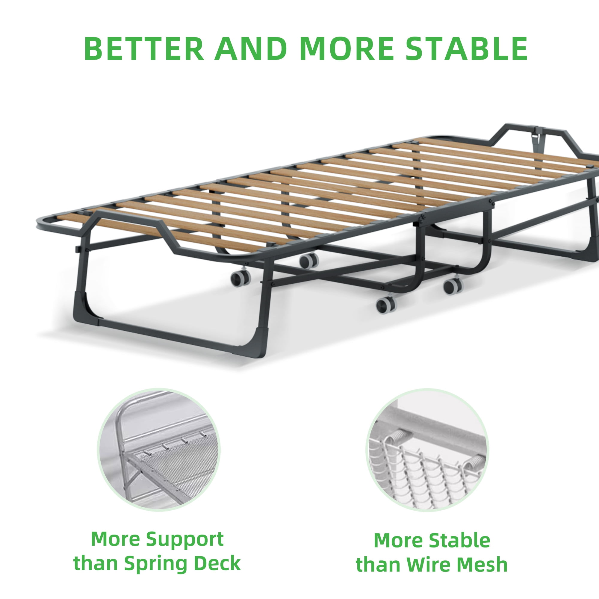 Vebreda Folding Bed with Mattress for Adults, Cot Size Rollaway Bed, Portable Foldable Bed with Mattress & Metal Frame for Easy Storage, 75"x 31"