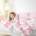 thumbnail image 4 of Homewish Girly Pink Ribbon Full Size Comforter Sets for Kid, Fairy Tale Princess Bedding Comforter Set, Cartoon Polkadots Bow Reversible Bedding Sets, Microfiber Bedroom Decor, 3-Piece, 4 of 8