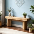 thumbnail image 3 of Fnova 47.24" Entryway Bench, Farmhouse Wooden Shoe Bench, Indoor End of Bed Stool for 1-2, Long Kitchen Table Seat Dining Seat for Entryway, Hallway, Living Room, 3 of 19